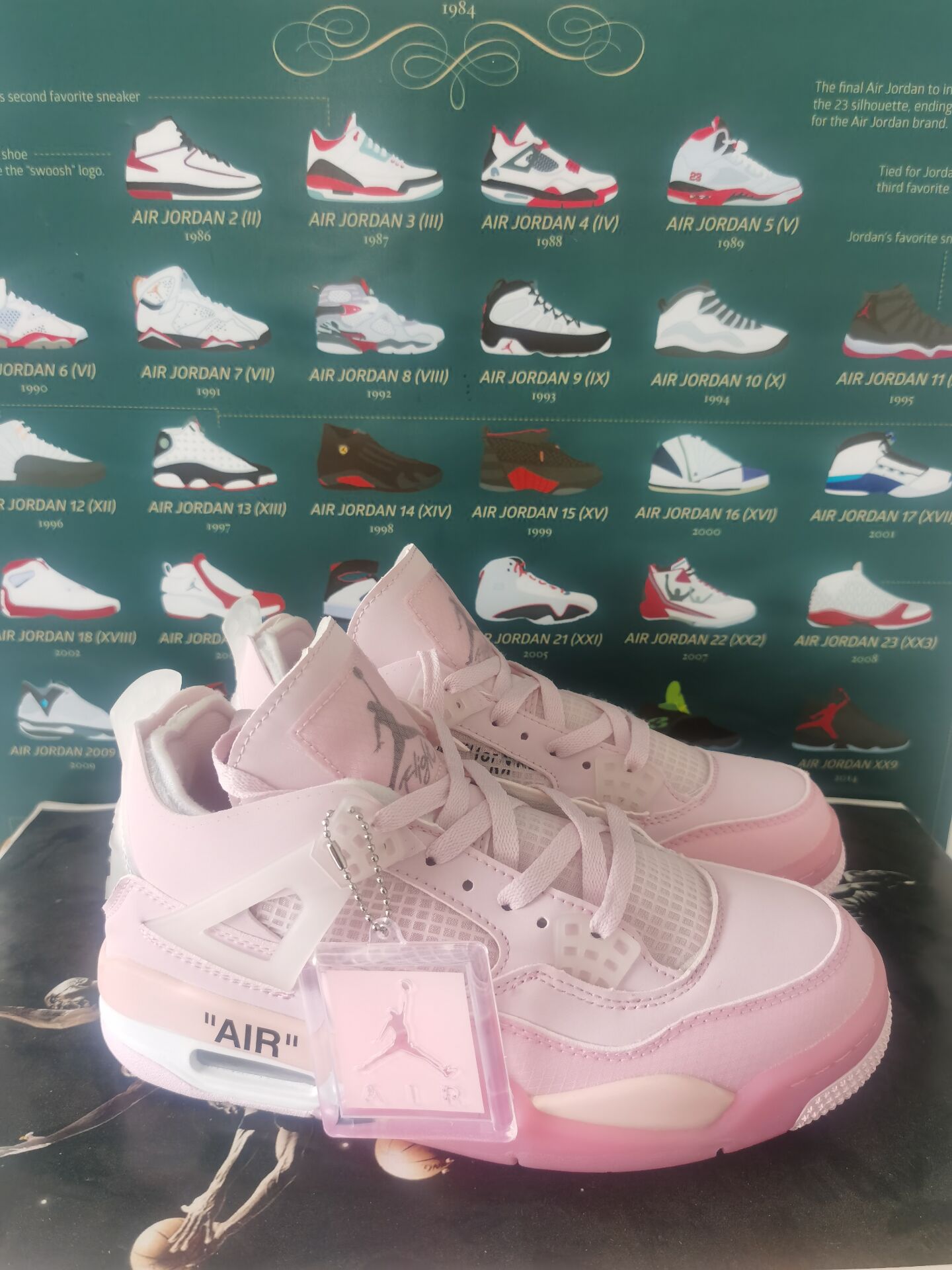 2020 Women Air Jordan 4 Off-white Pink Shoes